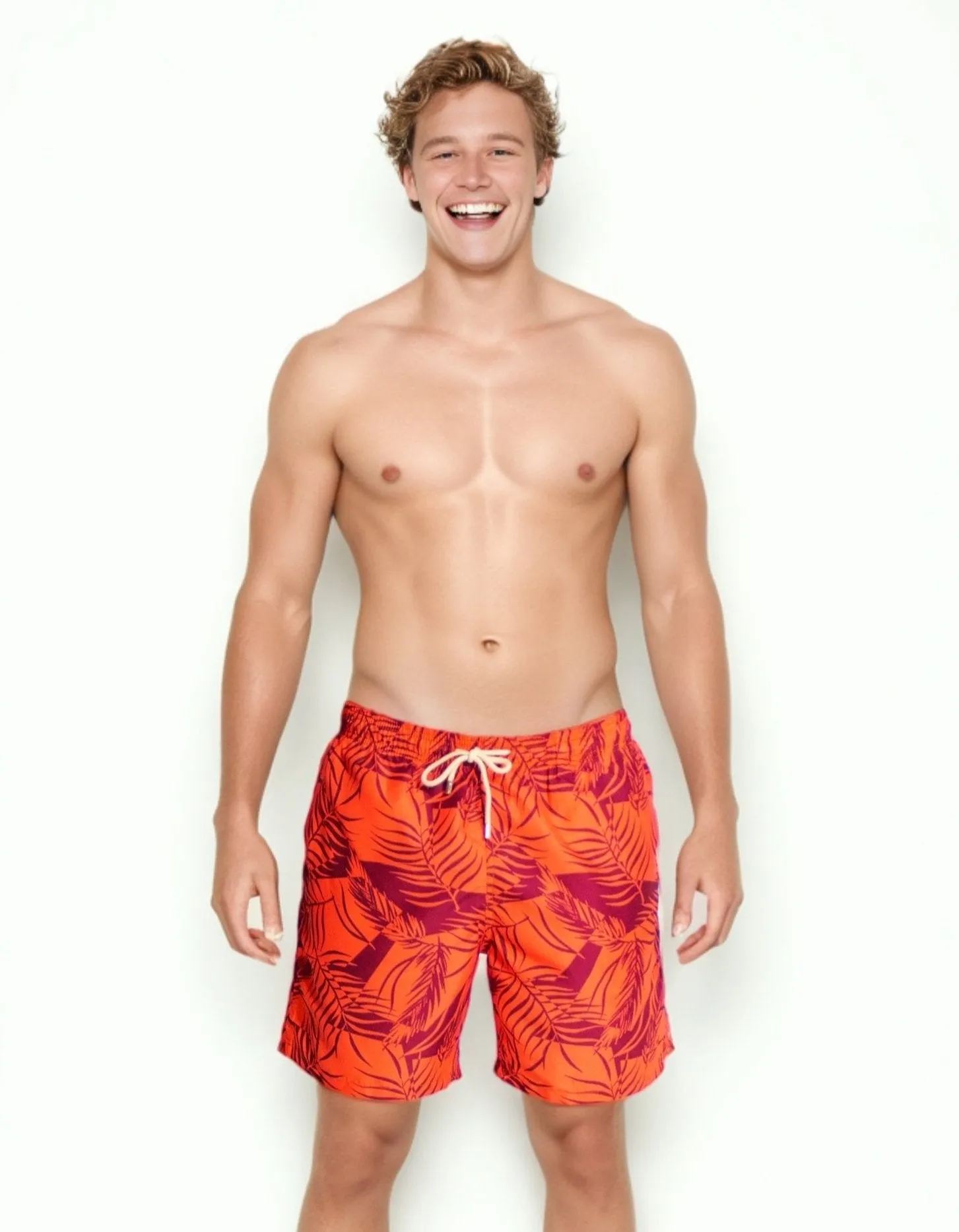 Orange Palm Mens Swim Shorts