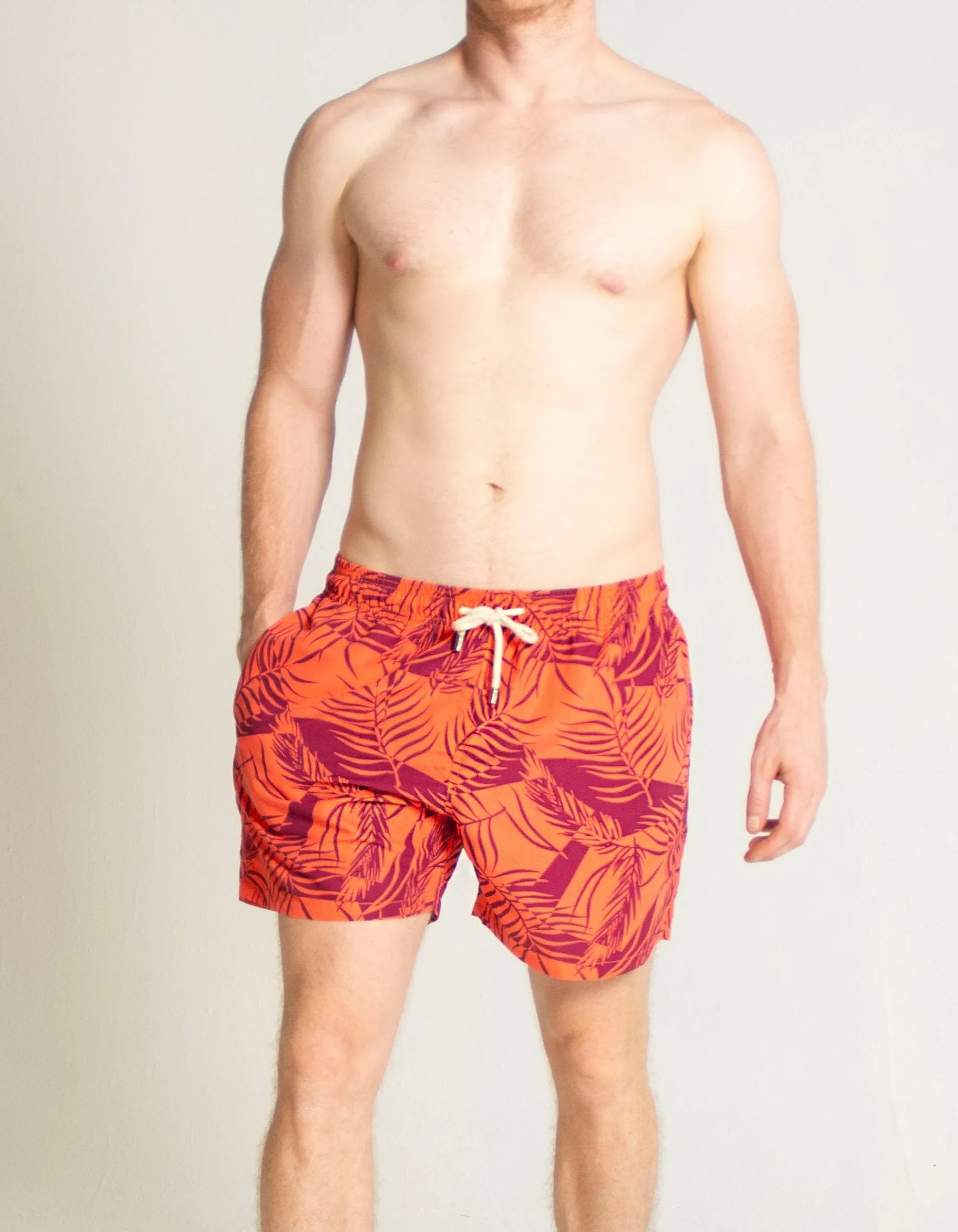 Orange Palm Mens Swim Shorts