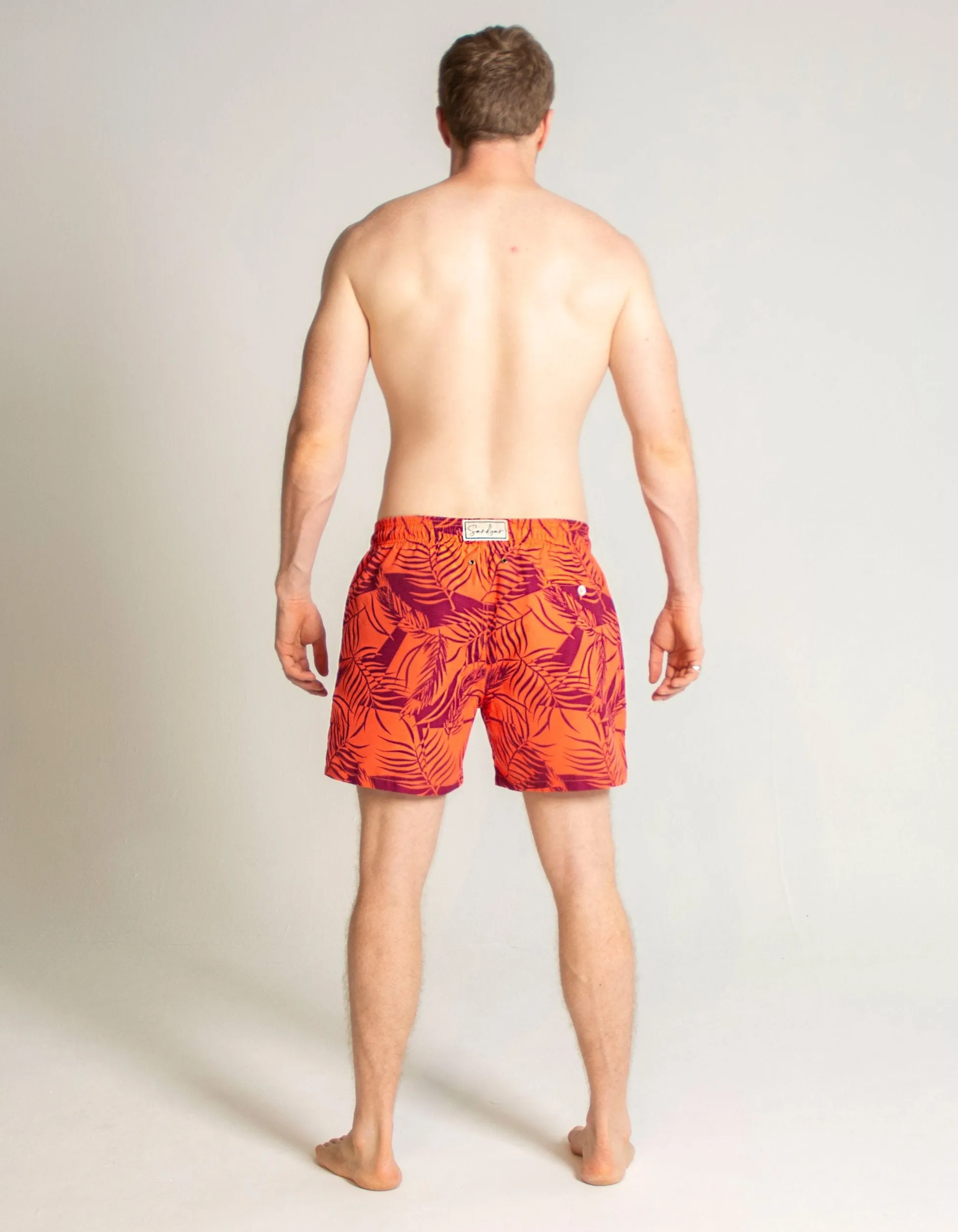 Orange Palm Mens Swim Shorts