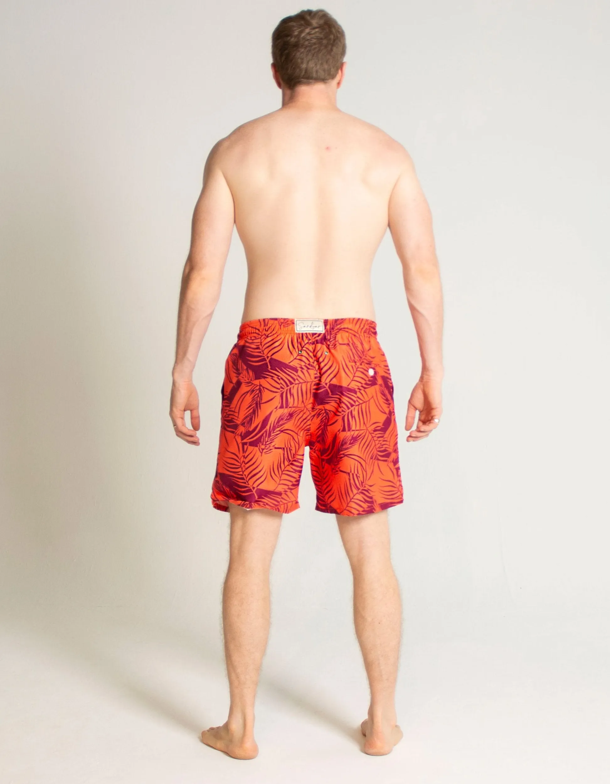 Orange Palm Mens Swim Shorts