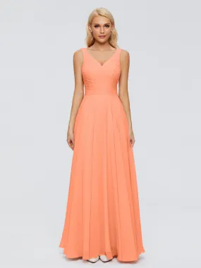 Papaya Bridesmaid Dress Ryleigh Flowy Chiffon Bridesmaid Dresses With Bow