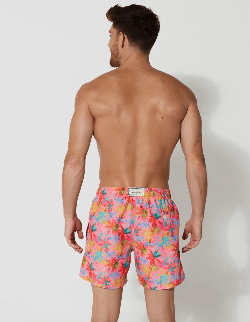 Pink Palm Mens Swim Shorts