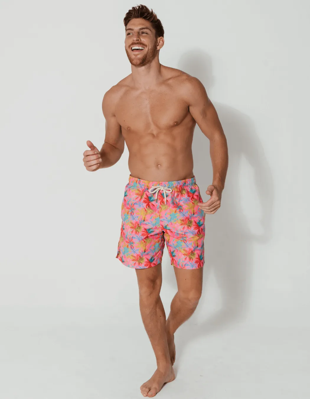 Pink Palm Mens Swim Shorts