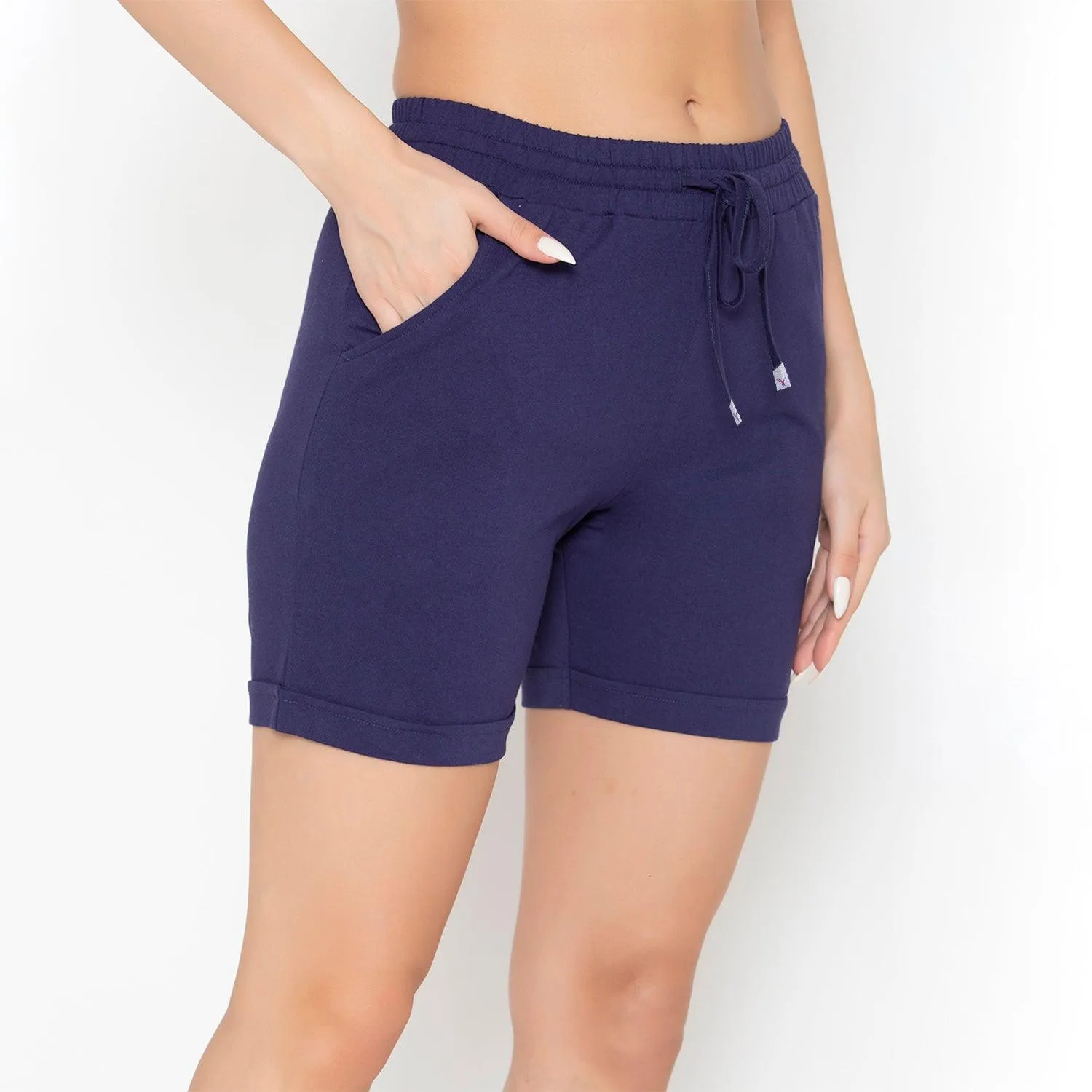 Plain Knitted Shorts For Women - Astral Aura