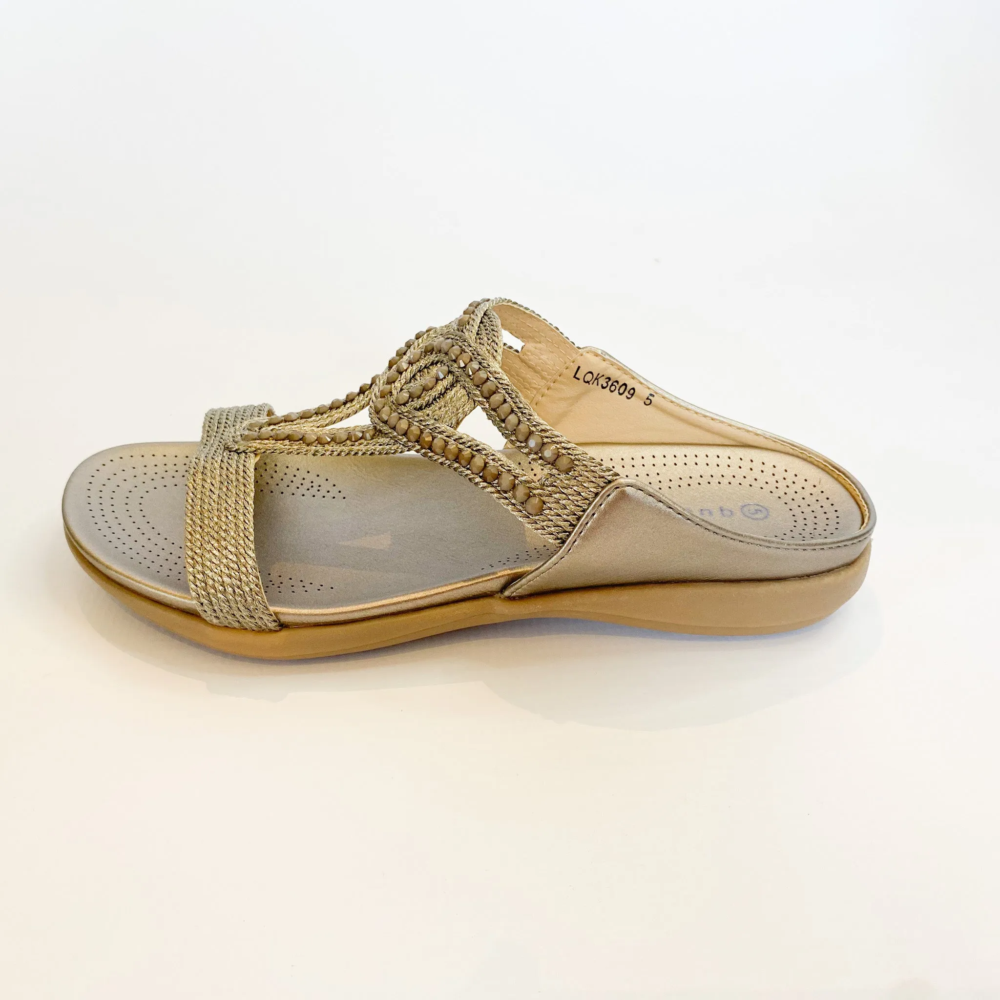 Queue pewter beaded sandal