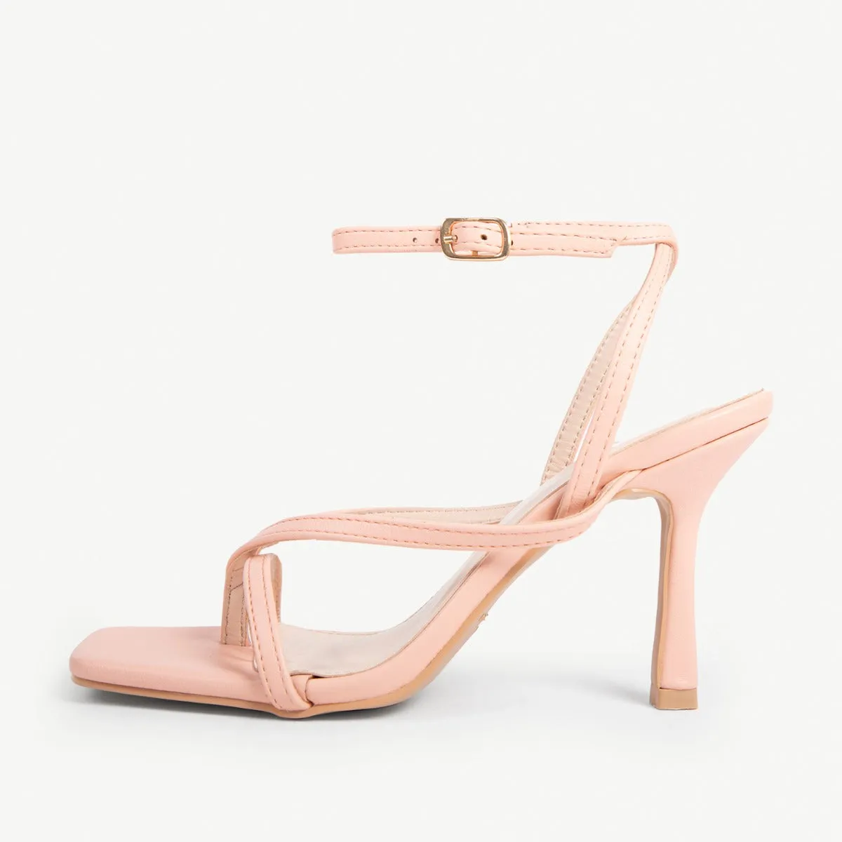 RAID Dorneah Square Toe Post Sandal In Peach