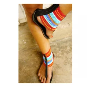 red and blue beaded masai masaai maasai ankle length gladiator sandals with free shipping