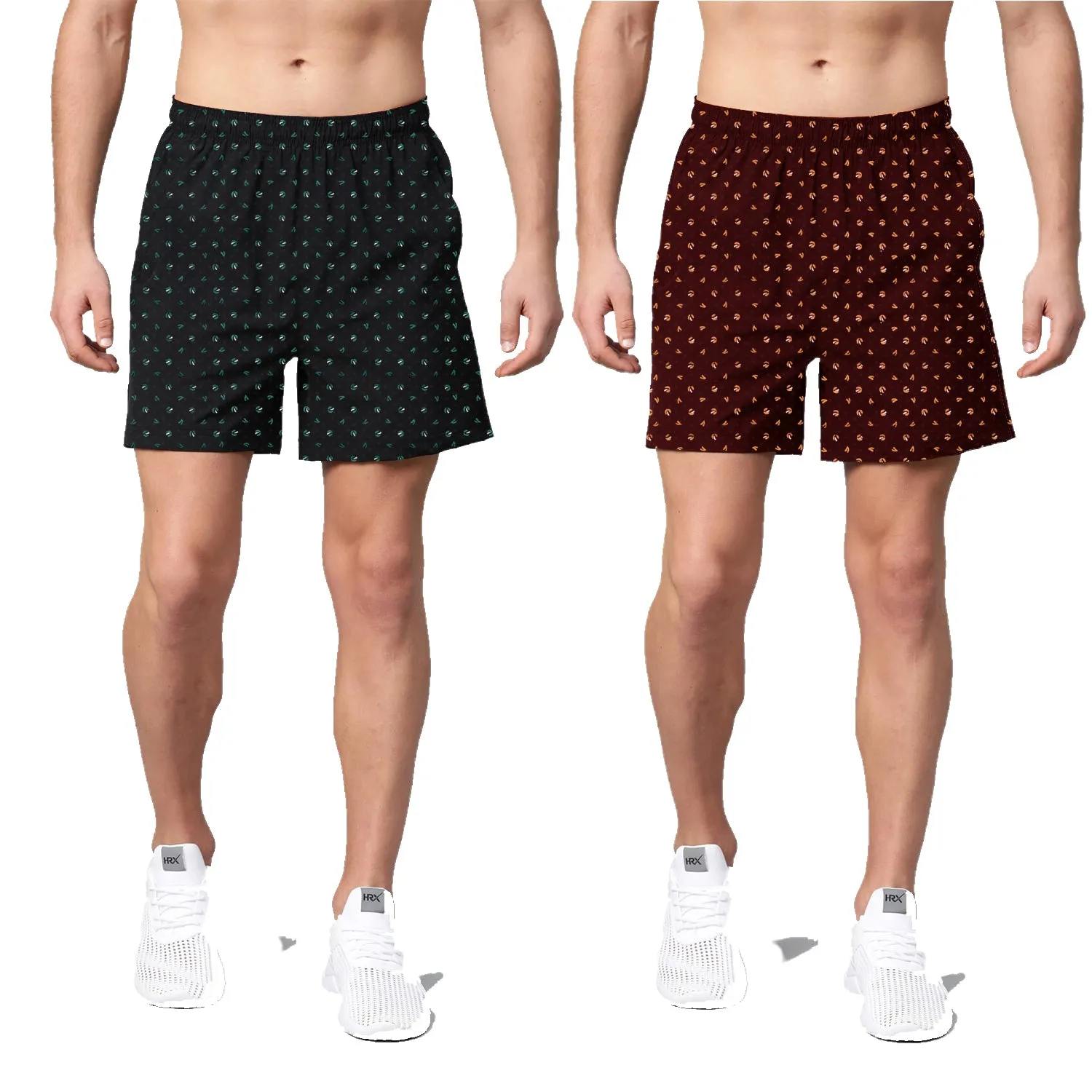 Regular Fit New Trendy and Casual Printed Premium Boxer Shorts Combo ( Pack of 2 ) For Men | Black Maroon | By LazyChunks