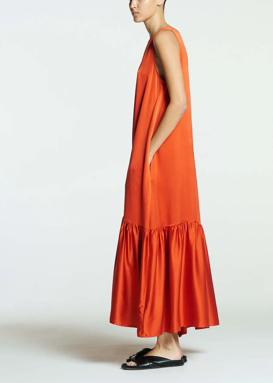 Rhea Dress Persimmon Silk Charmeuse