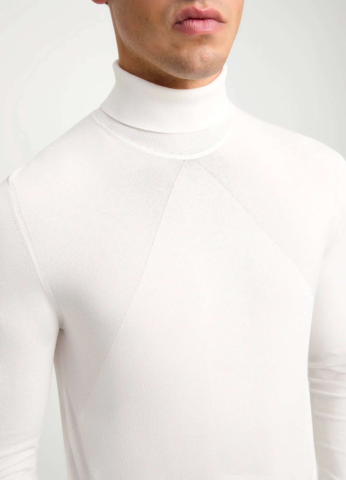 Roll Neck Tech Knit Sweater Ivory