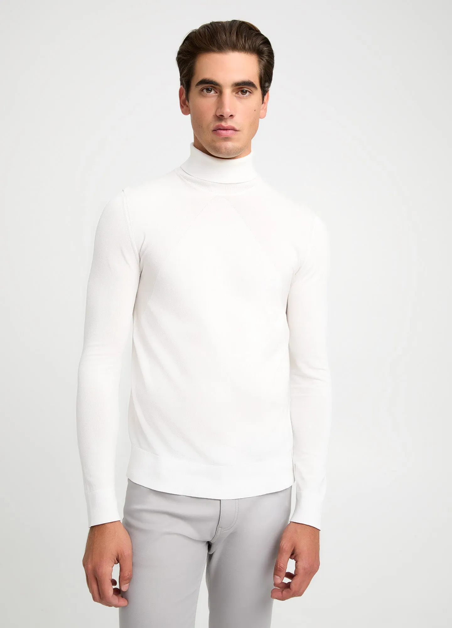 Roll Neck Tech Knit Sweater Ivory