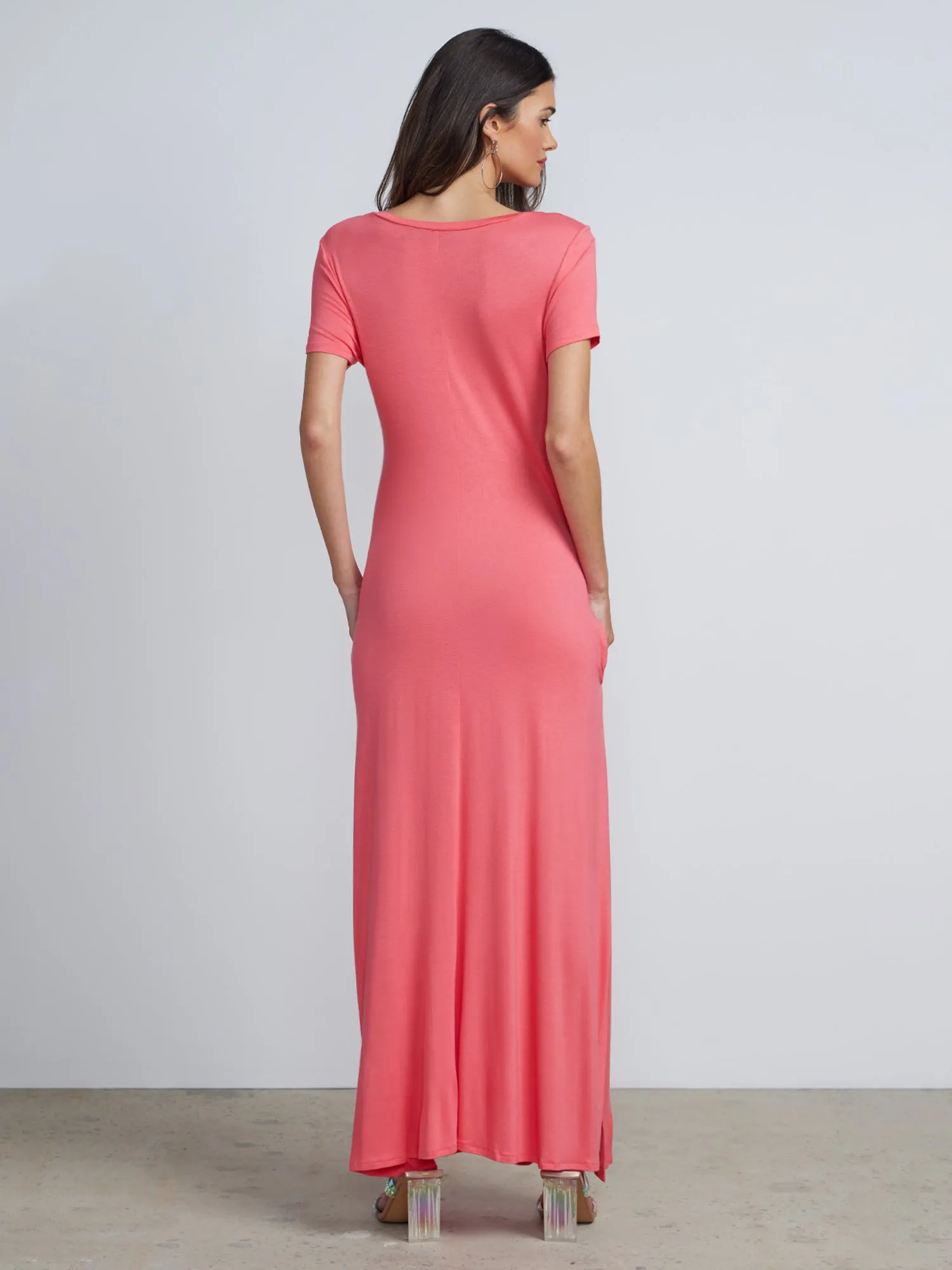 Short Sleeve Side Slit T-shirt Maxi Dress