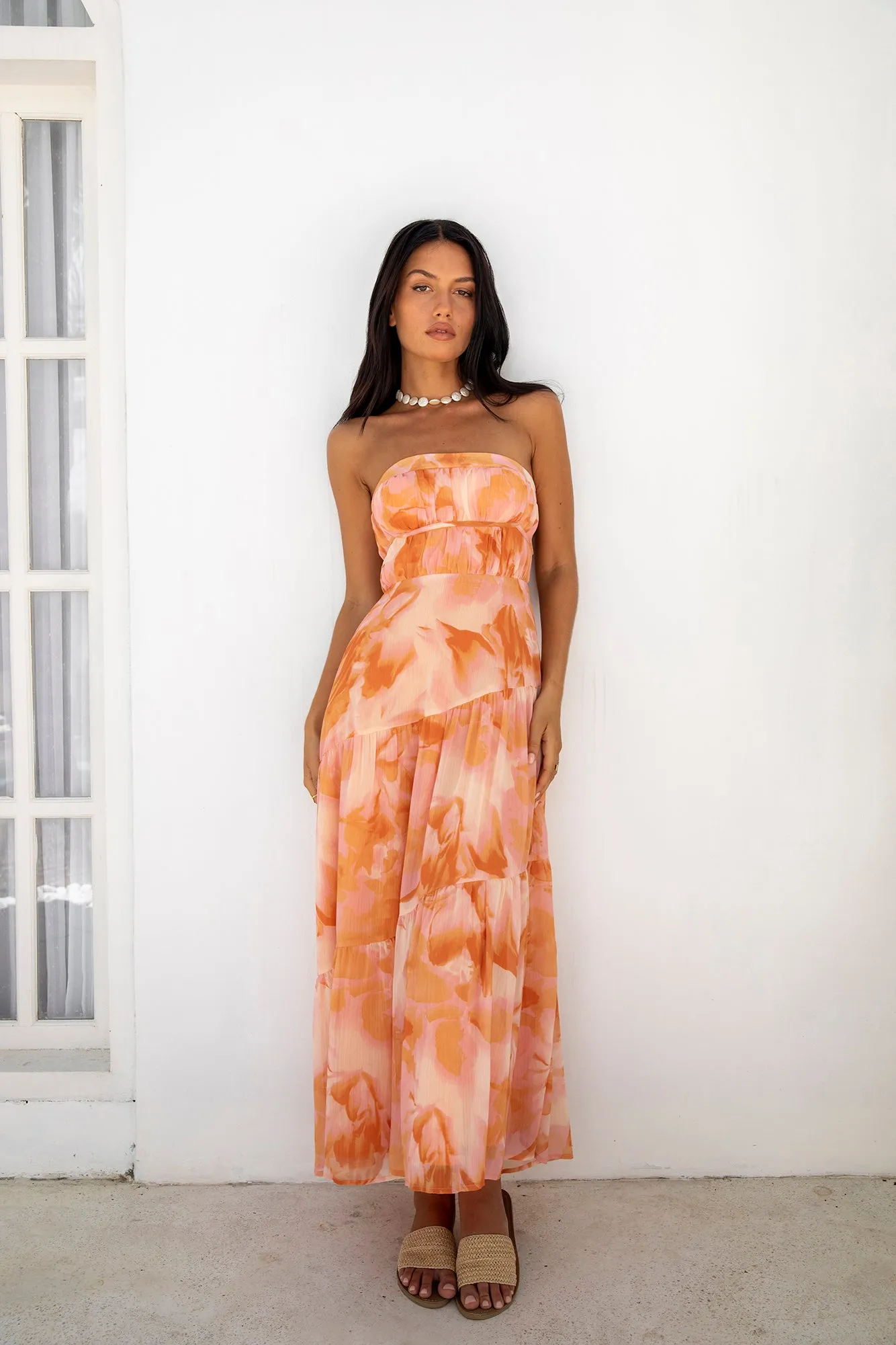 Sienna Strapless Maxi Dress Orange