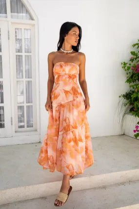 Sienna Strapless Maxi Dress Orange