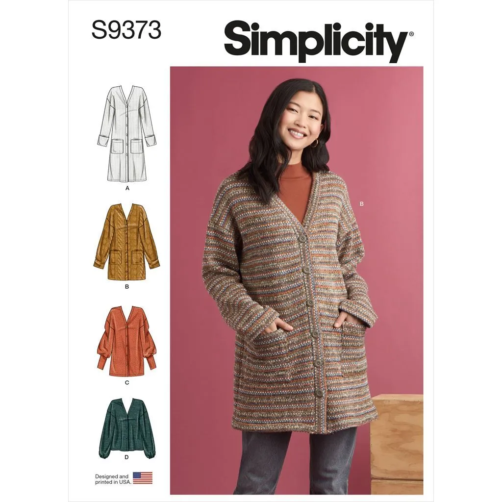 Simplicity Sewing Pattern S9373 Misses' Knit Cardigans