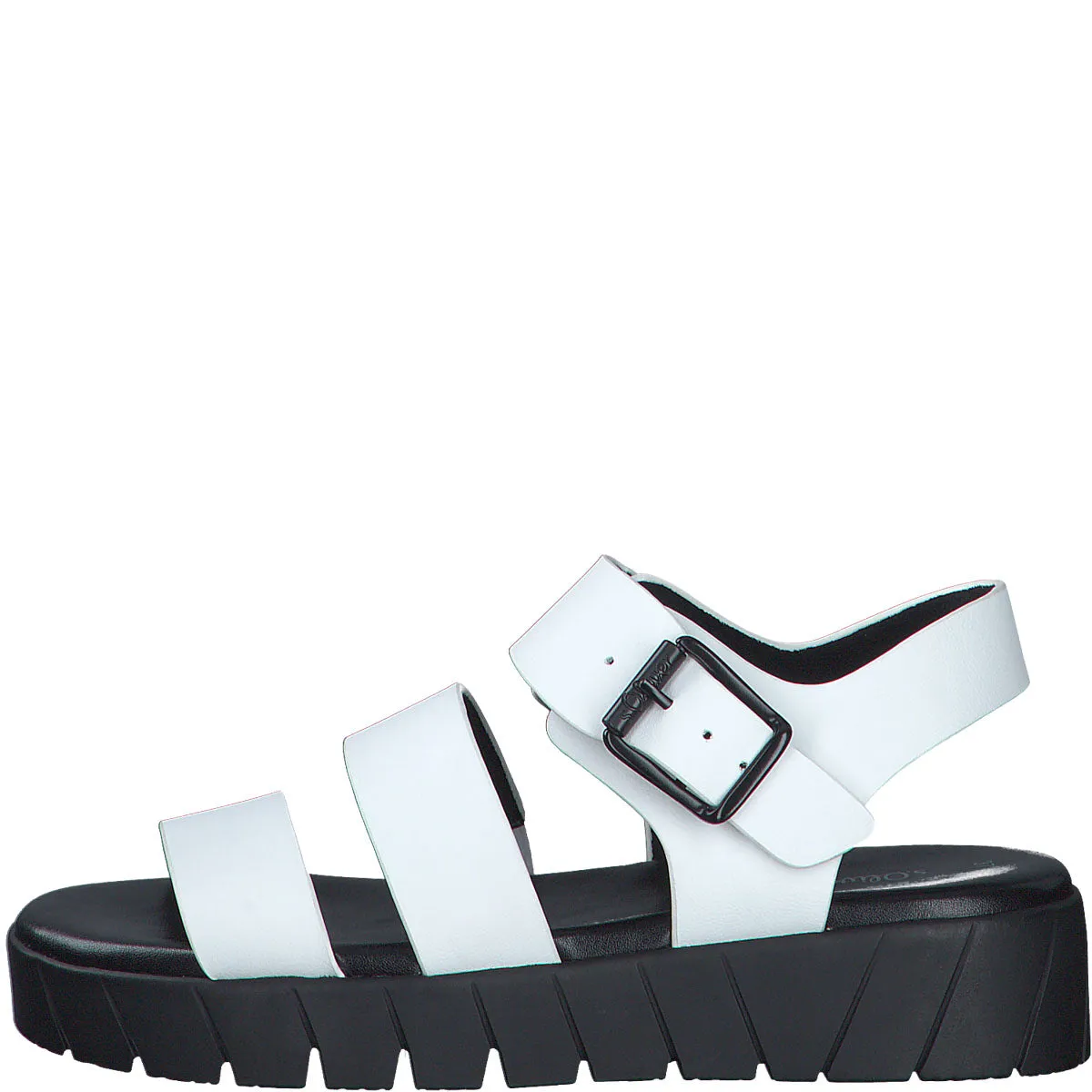 S.Oliver White Strappy Summer Sandal with Black Sole