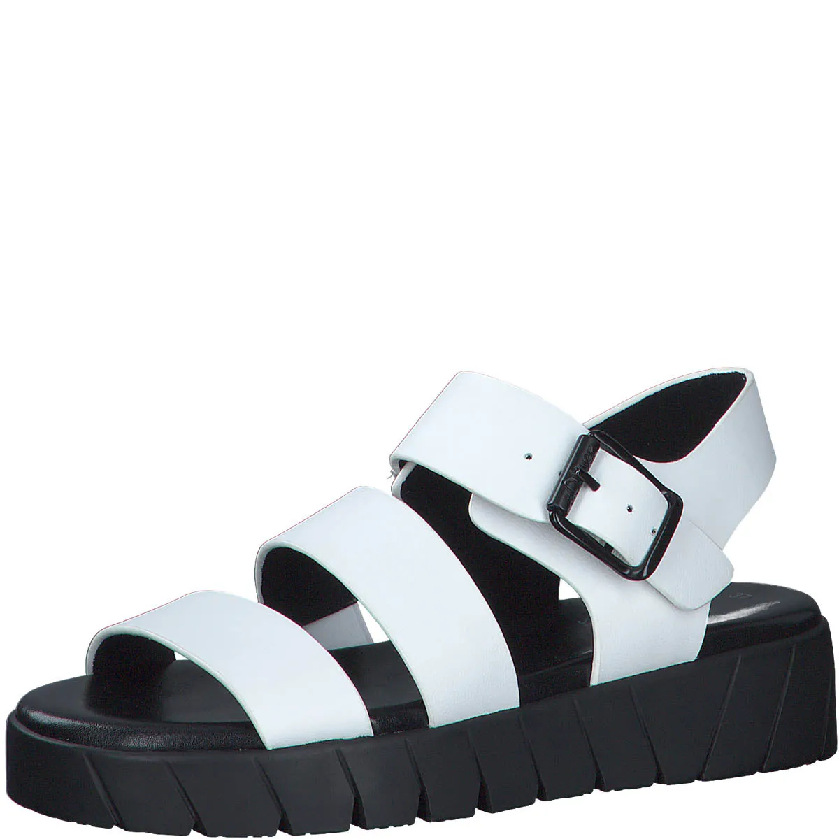 S.Oliver White Strappy Summer Sandal with Black Sole