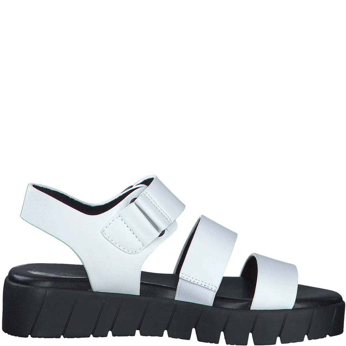 S.Oliver White Strappy Summer Sandal with Black Sole