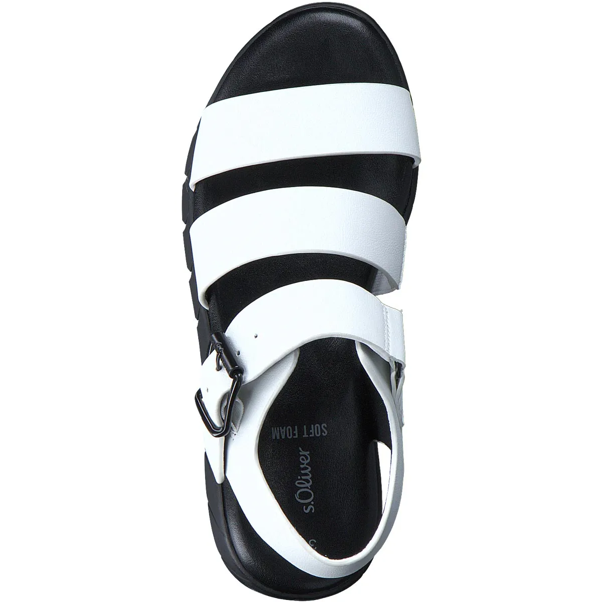 S.Oliver White Strappy Summer Sandal with Black Sole