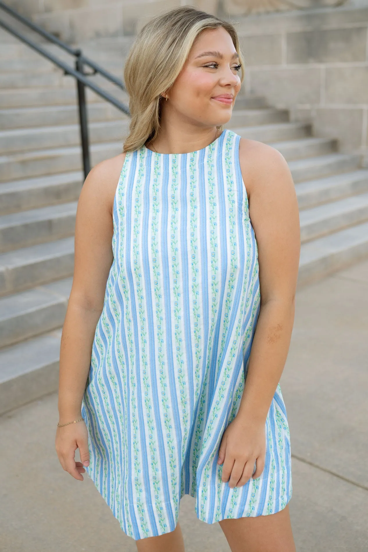 Summer Essence A-Line Dress - Blue