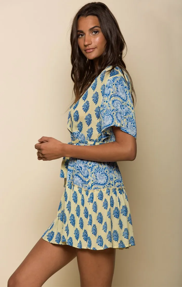 SUNLIT DAZE SHORT WRAP DRESS