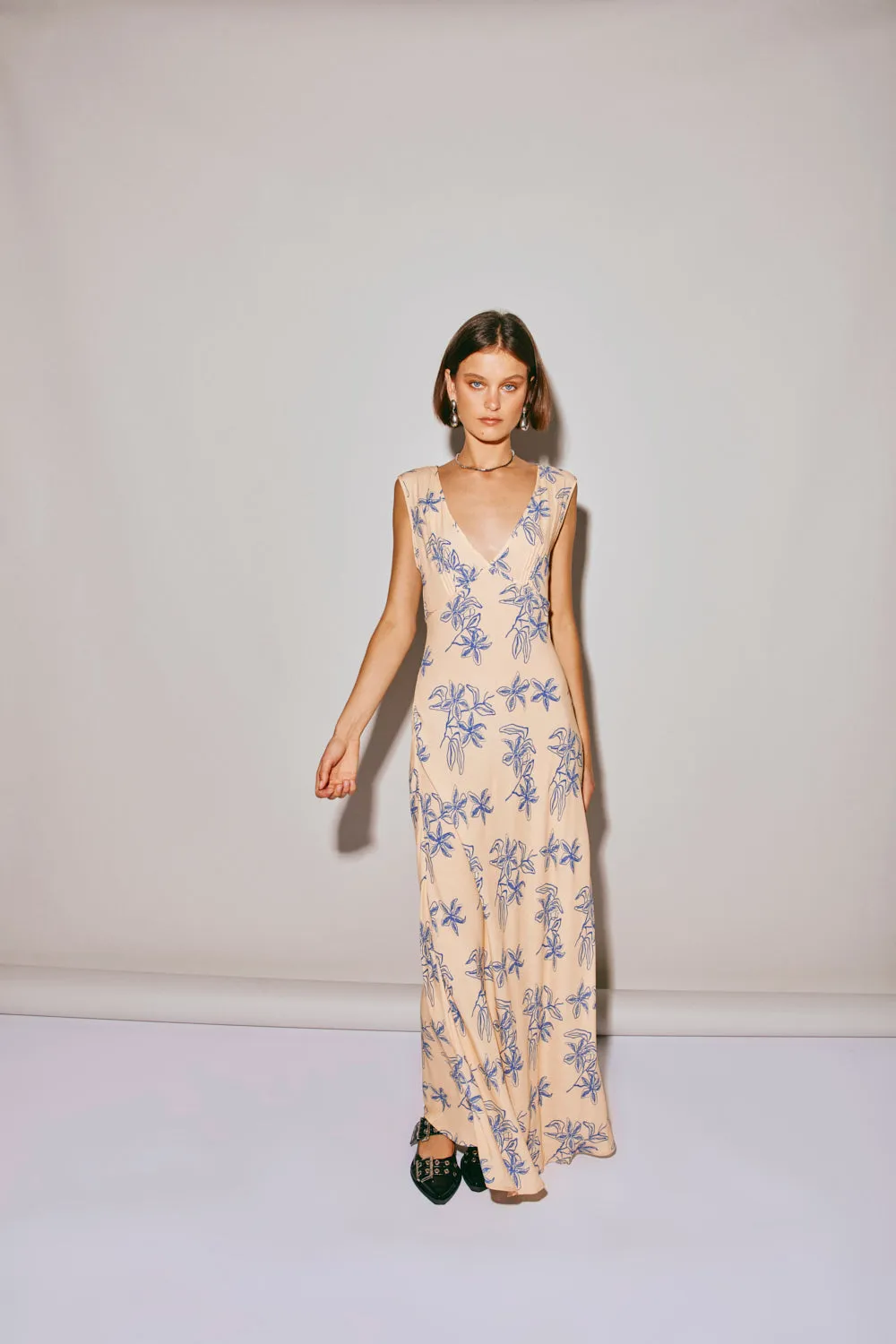 Sunlit Isle Bias Cut Maxi Dress Iris