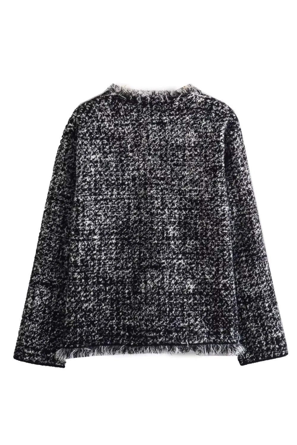 'Tianna' V-Neck Fringed Knitted Jacket