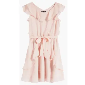 Tween Ruffle Chiffon Faux Wrap Party Dress