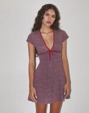 Vaiso Mini Dress in Flowing Rose Deep Purple