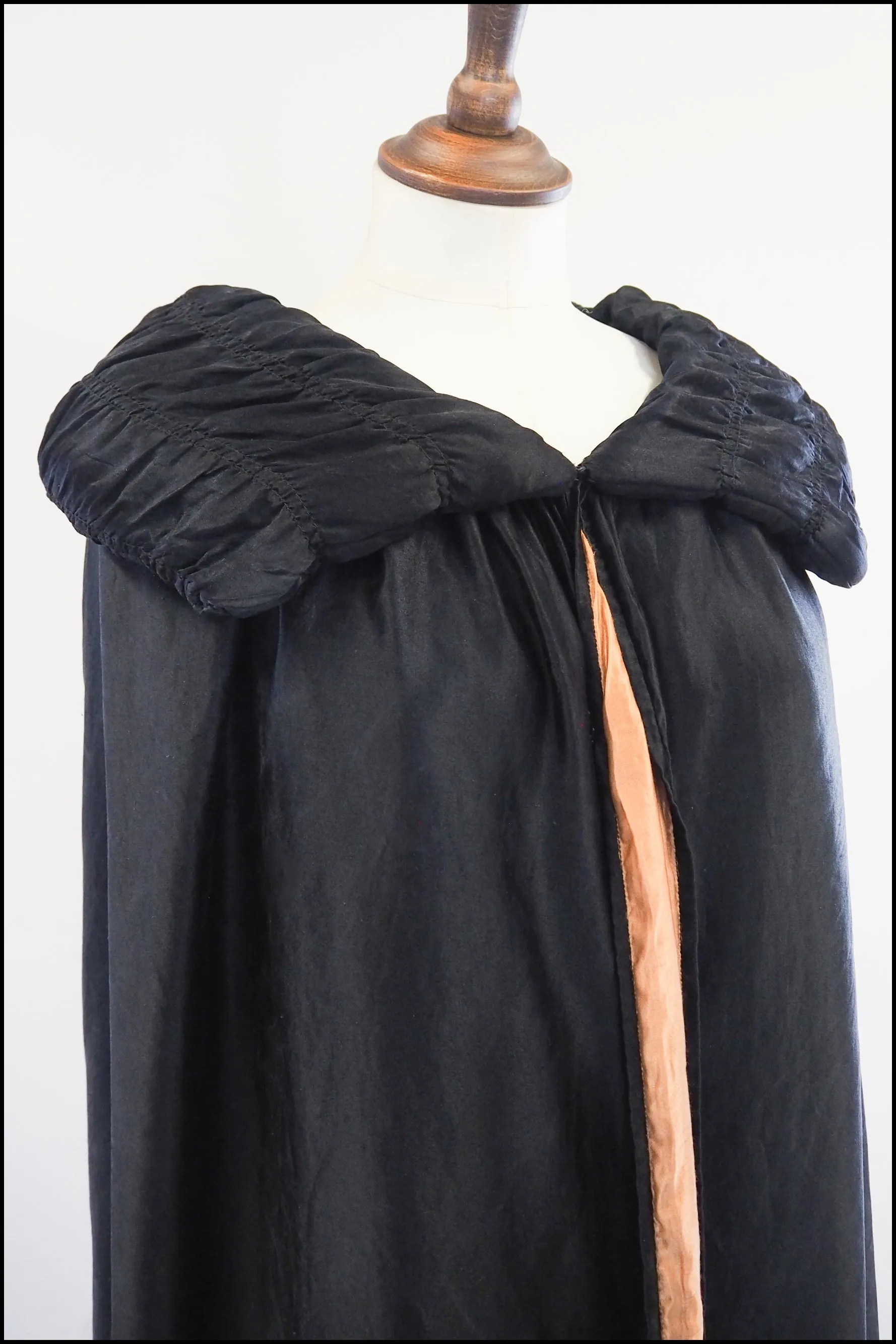 Vintage 1920s Black Silk Fringed Opera Cape