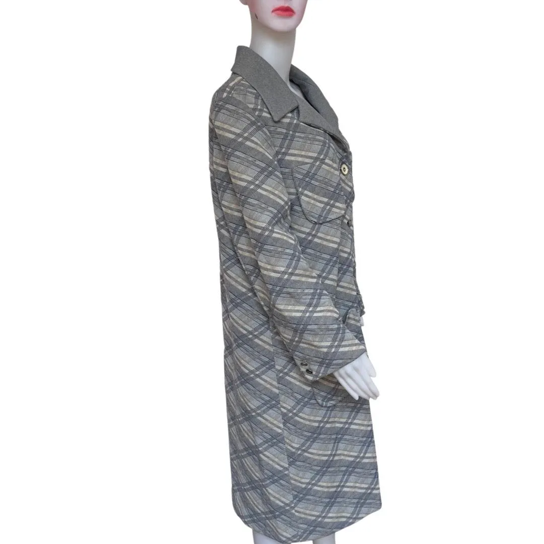 Vintage 1960s Plus-Size Blue Plaid Car Coat