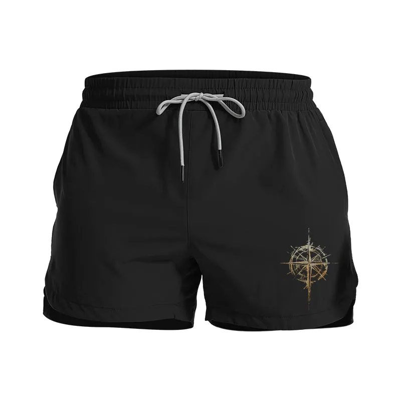 Vintage Compass Graphic Shorts