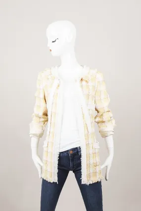 White and Yellow Check Tweed Jacket