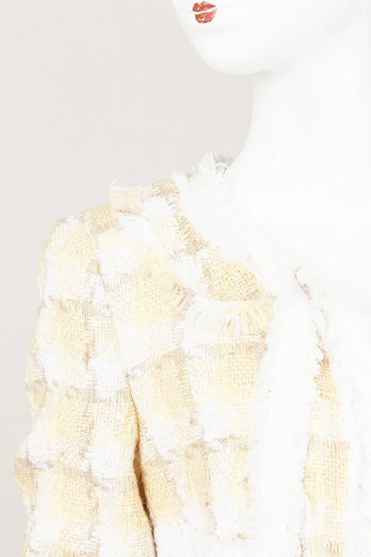 White and Yellow Check Tweed Jacket