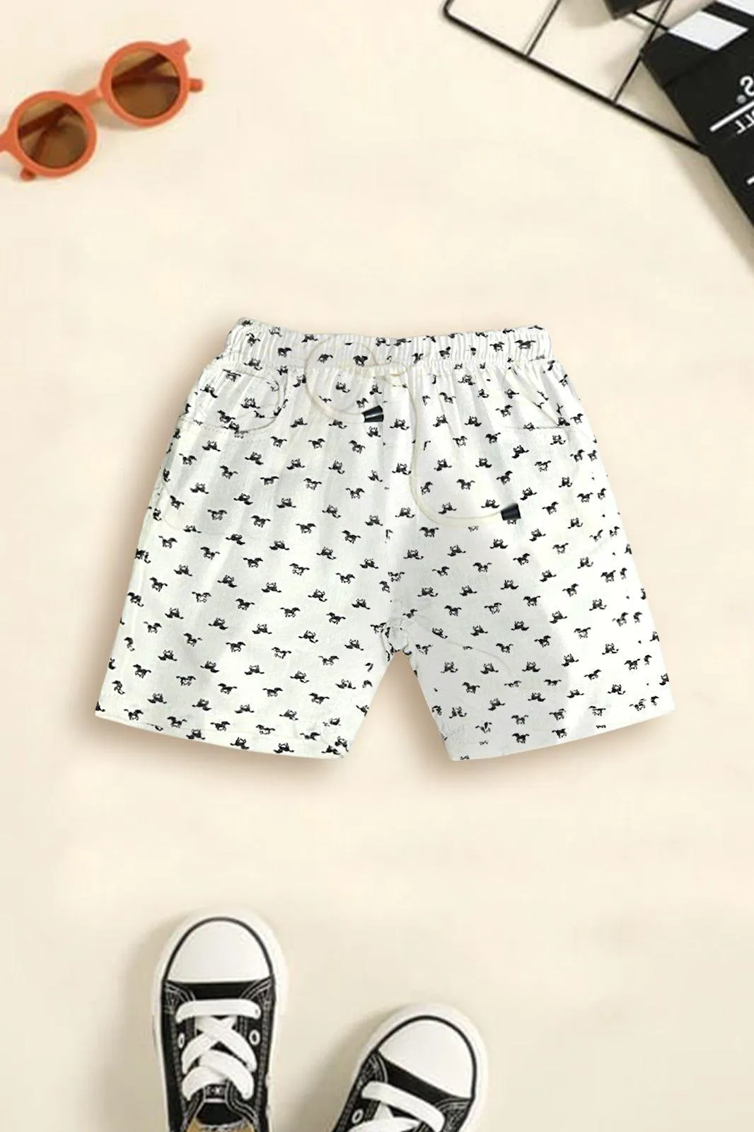 White Printed Shorts